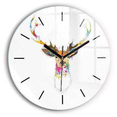 Horloge ronde murale 60 cm Tête de cerf colorée