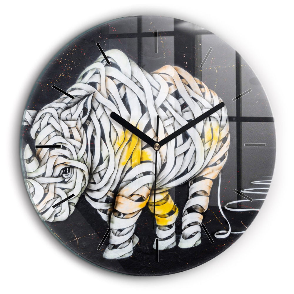 Horloge ronde murale 60 cm Rhinocéros abstrait