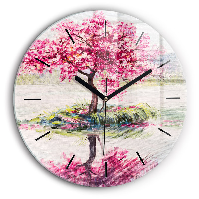 Pendule murale ronde 60 cm Mosaïque d'un arbre