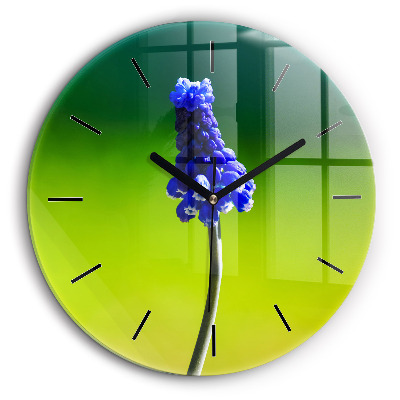 Horloge ronde murale 60 cm Fleurs bleues