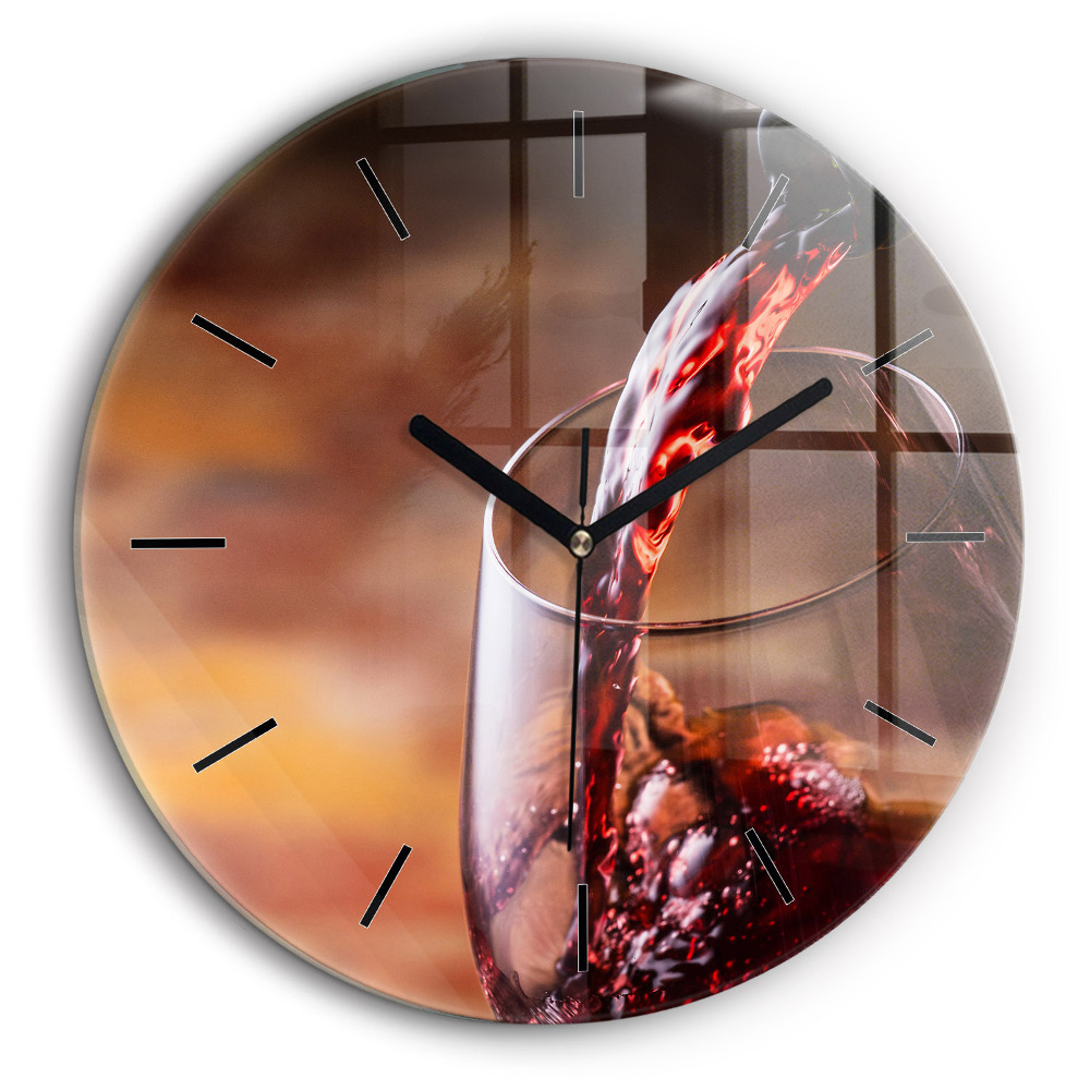 Horloge ronde 60 cm Verre de vin rouge
