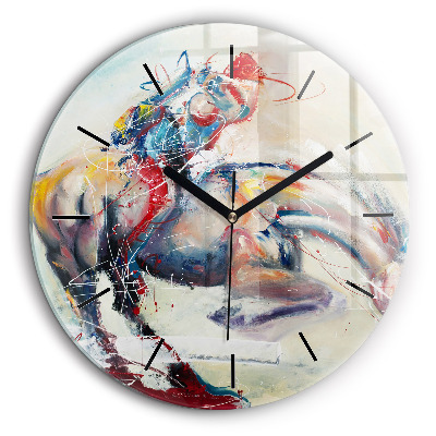 Horloge ronde 60 cm Illustration de chevaux au galop