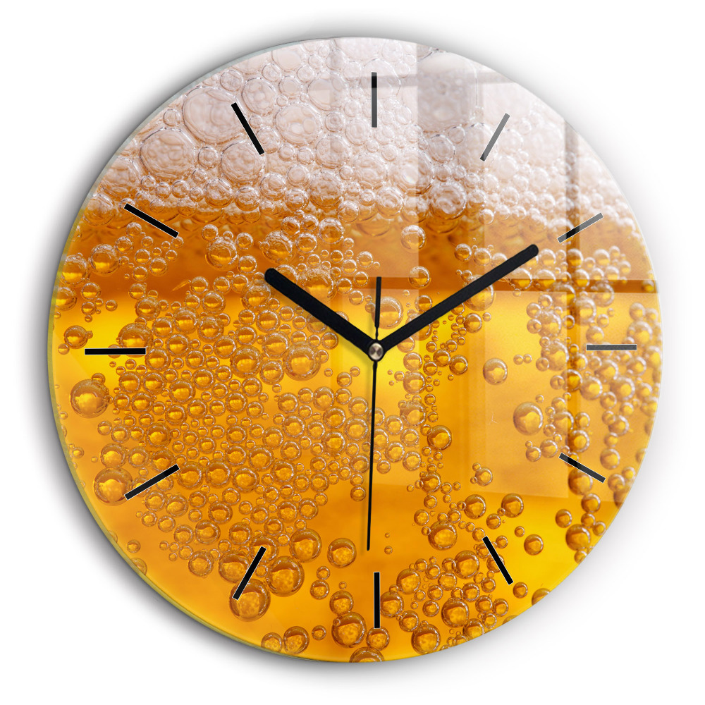 Horloge ronde en verre 60 cm Bière avec mousse