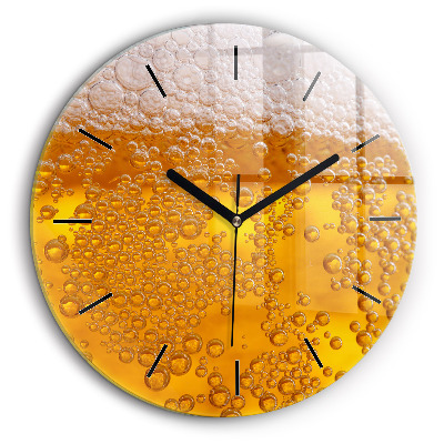 Horloge ronde en verre 60 cm Bière avec mousse