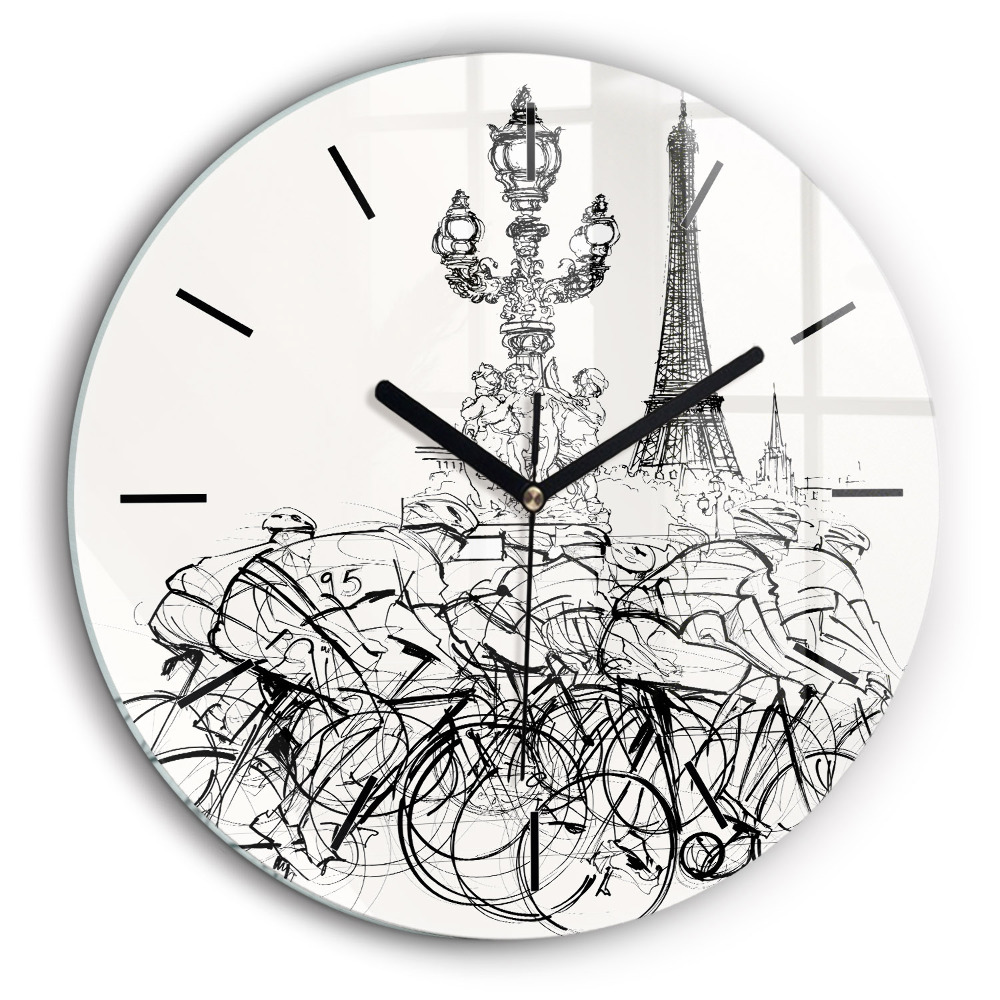 Horloge ronde murale 60 cm Dessin d'une course cycliste