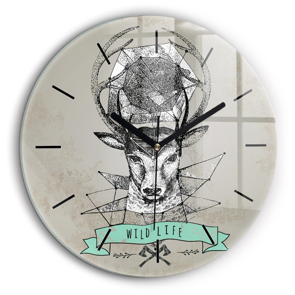 Horloge ronde 60 cm Tête de cerf