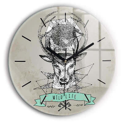 Horloge ronde 60 cm Tête de cerf