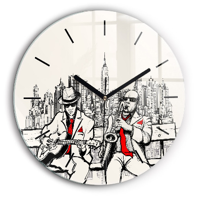Horloge ronde en verre 60 cm Jazz à New York