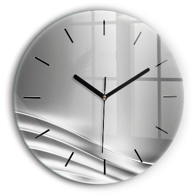 Horloge ronde en verre 60 cm Abstraction argentée