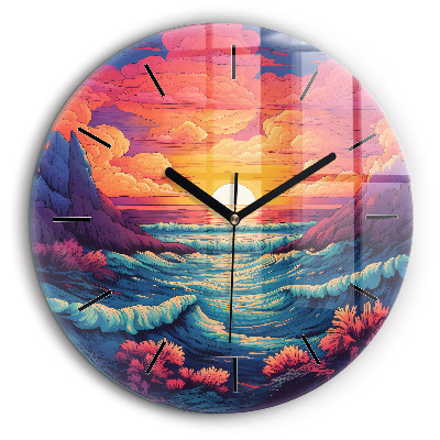 Horloge ronde 60 cm Océan et ciel de conte de fées