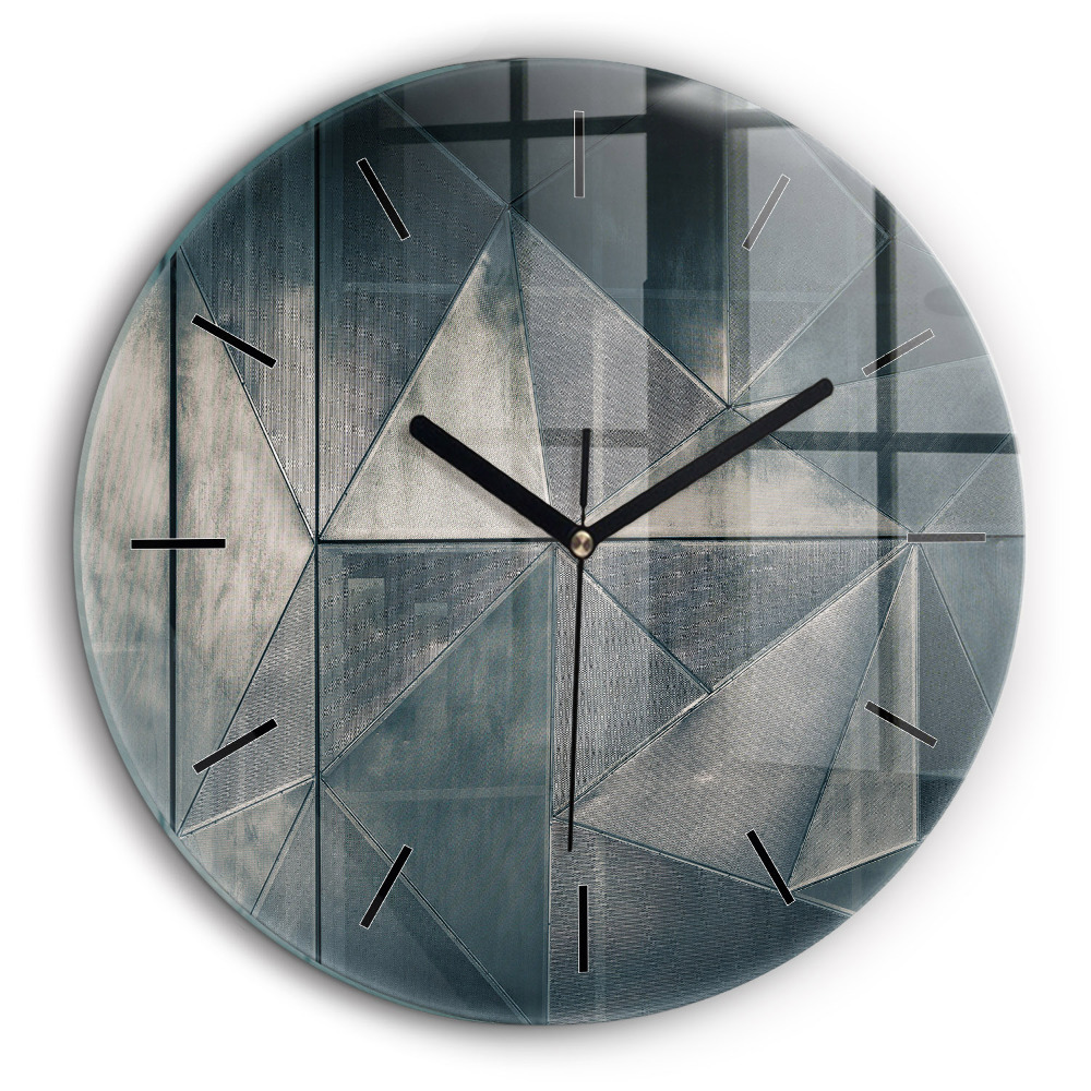 Horloge ronde murale 60 cm Triangles abstraits en métal