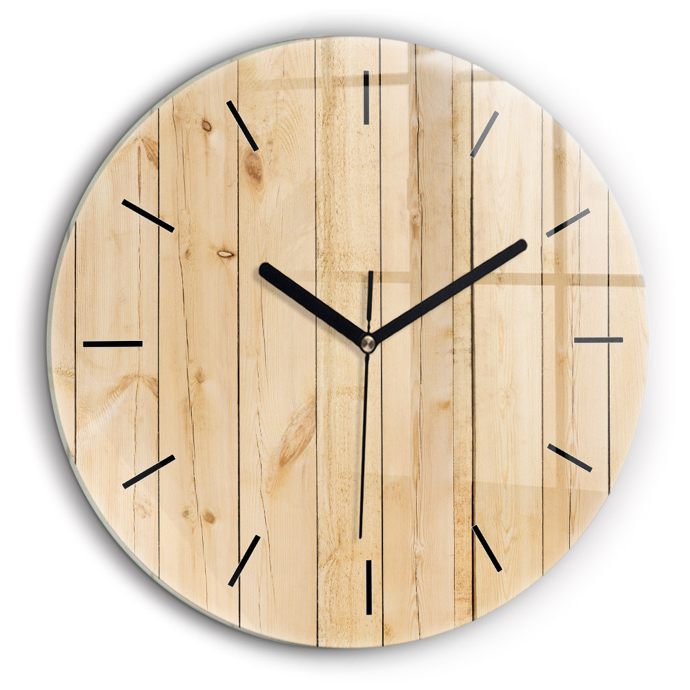 Pendule murale ronde 60 cm Planches de bois