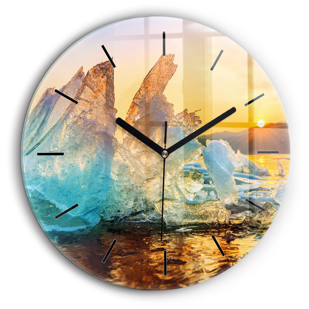Horloge ronde 60 cm Iceberg et lever de soleil