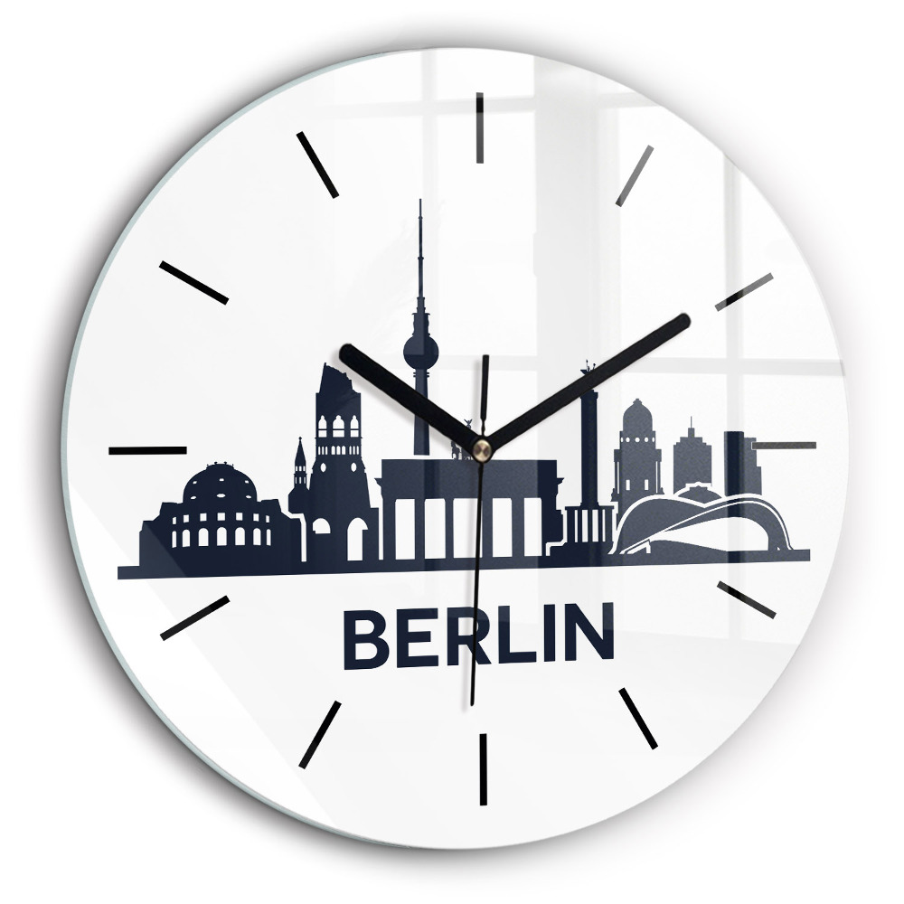 Horloge ronde en verre 60 cm Illustration de la ville de Berlin