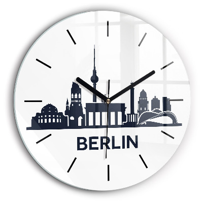 Horloge ronde en verre 60 cm Illustration de la ville de Berlin