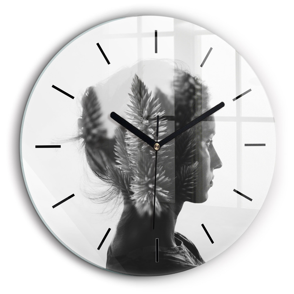 Pendule murale ronde 60 cm Portrait d'une femme