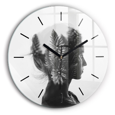 Pendule murale ronde 60 cm Portrait d'une femme