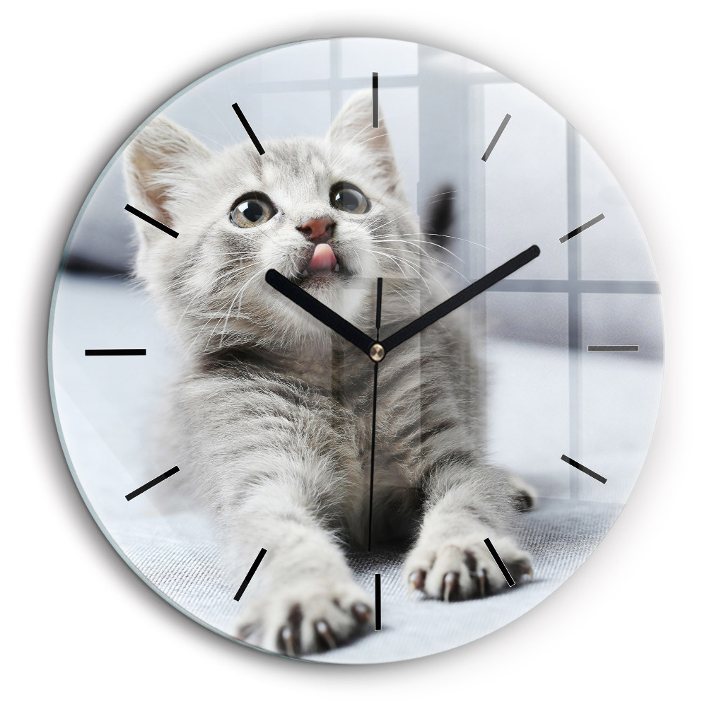 Horloge ronde murale 60 cm Chat sur un canapé