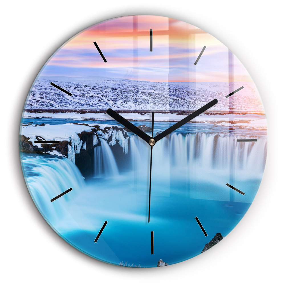 Horloge ronde 60 cm Chute d'eau Godafoss Islande