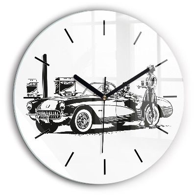 Horloge ronde 60 cm Illustration rétro