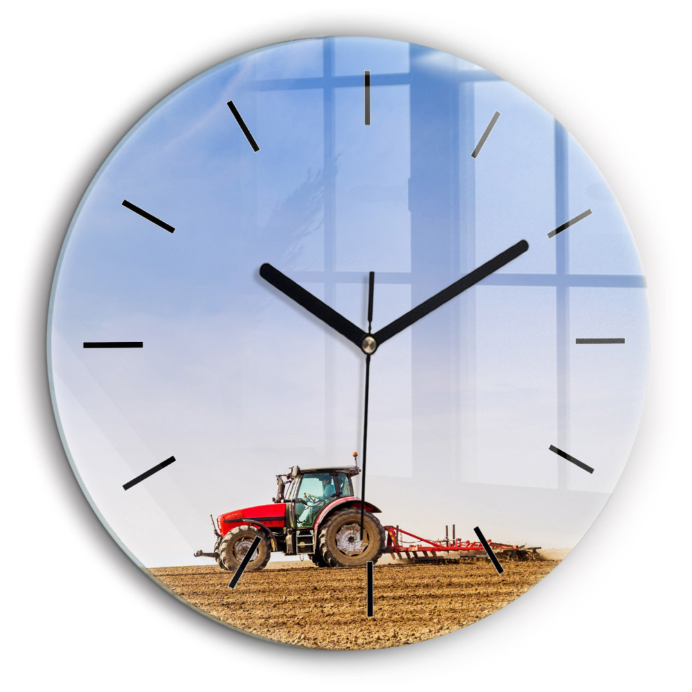 Pendule murale ronde 60 cm Agriculteur dans un tracteur