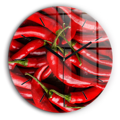 Horloge ronde en verre 60 cm Piments forts