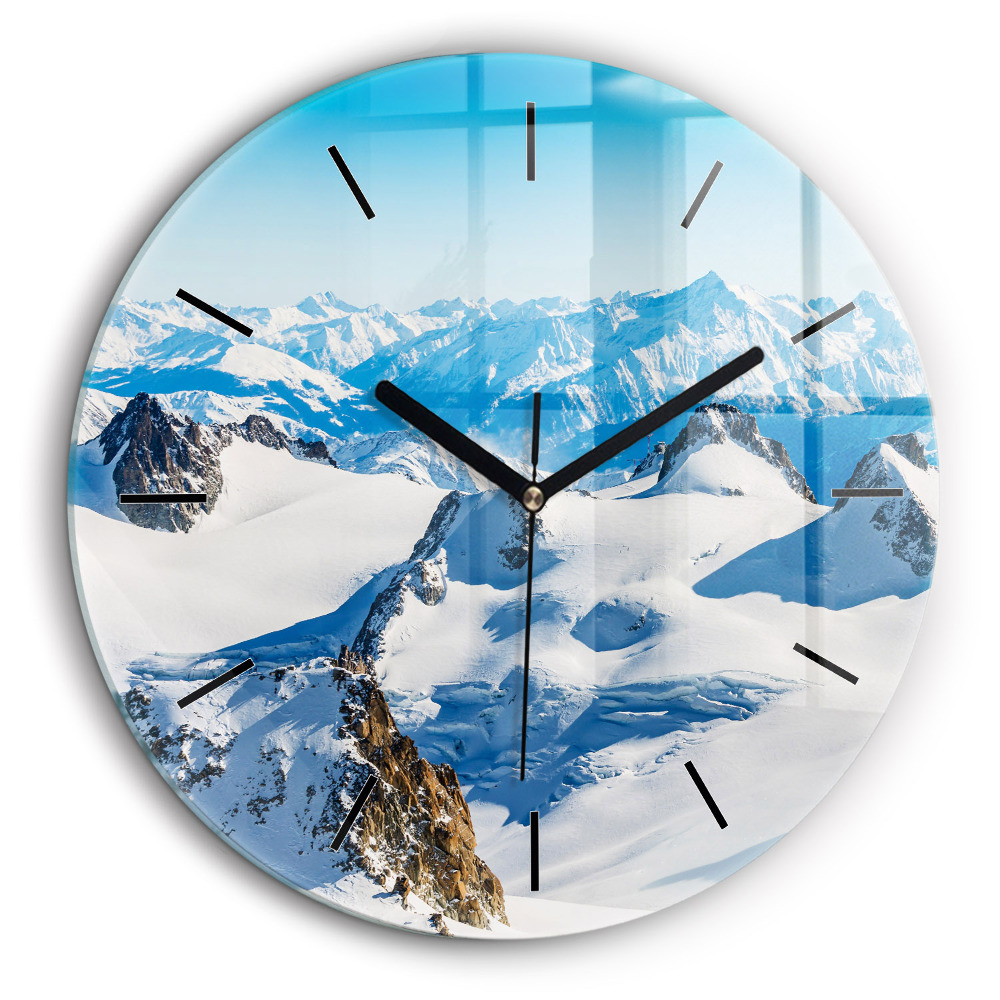 Horloge ronde murale 60 cm Skieur dans les Alpes