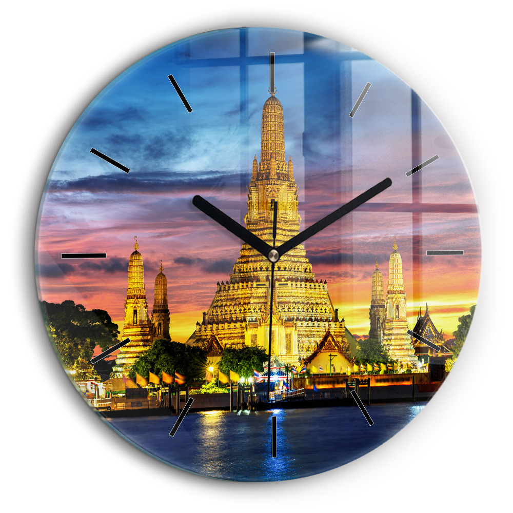 Horloge ronde en verre 60 cm Temple à Bangkok