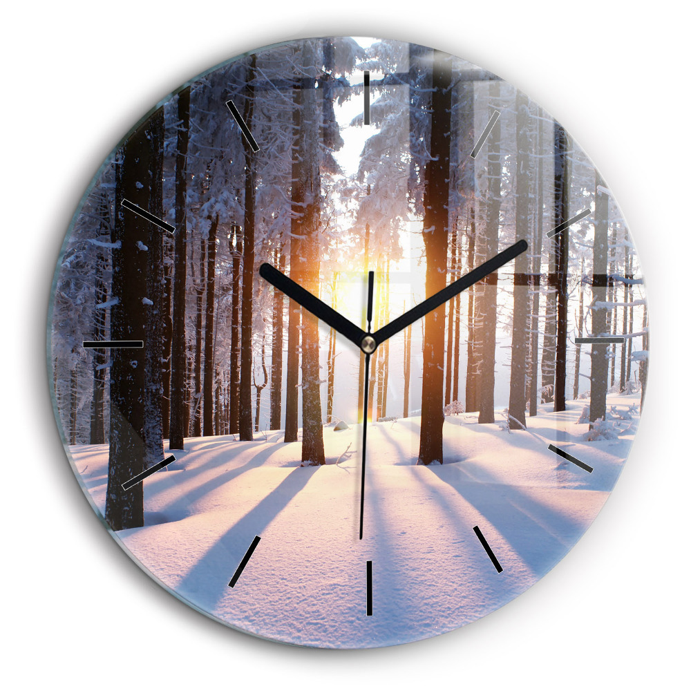 Pendule murale ronde 60 cm Forêt au coucher du soleil