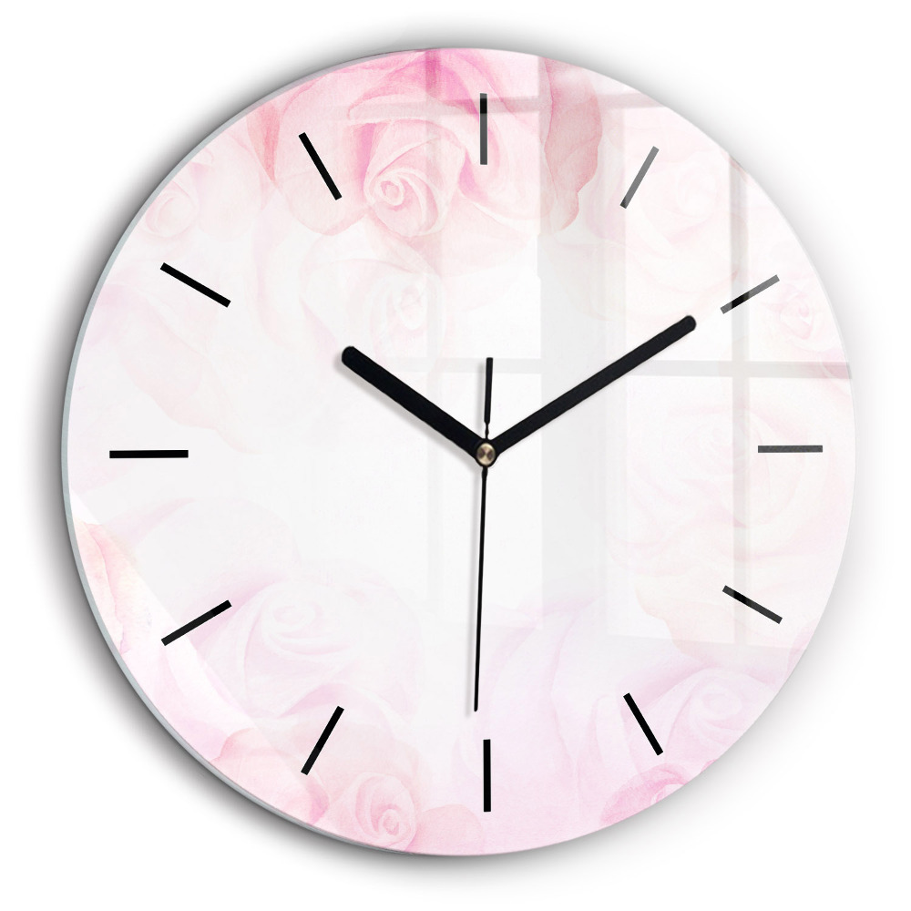 Pendule murale ronde 60 cm Roses abstraites
