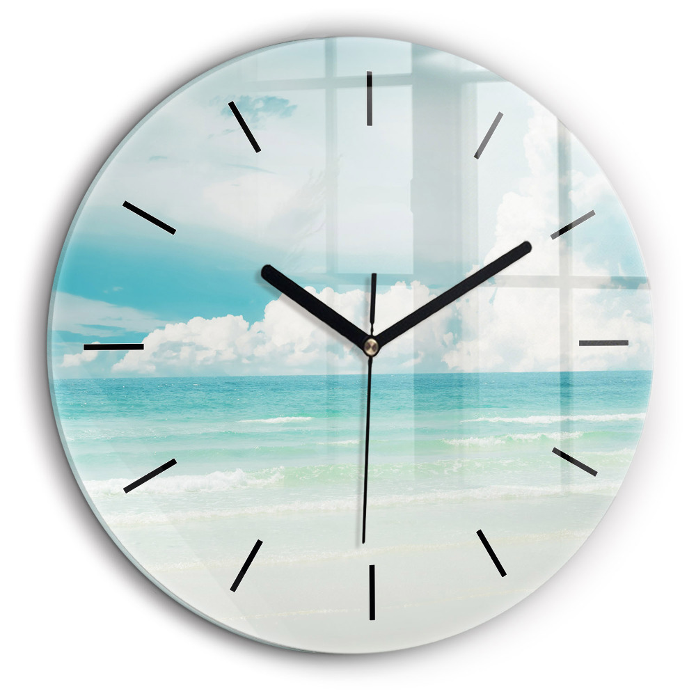 Horloge ronde en verre 60 cm Paysage de mer