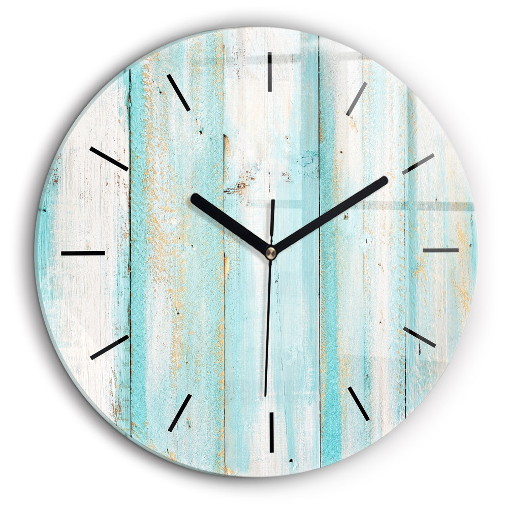 Horloge ronde murale 60 cm Planches bleues
