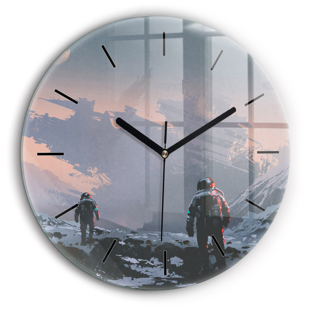 Pendule murale ronde 60 cm Astronautes abstrait