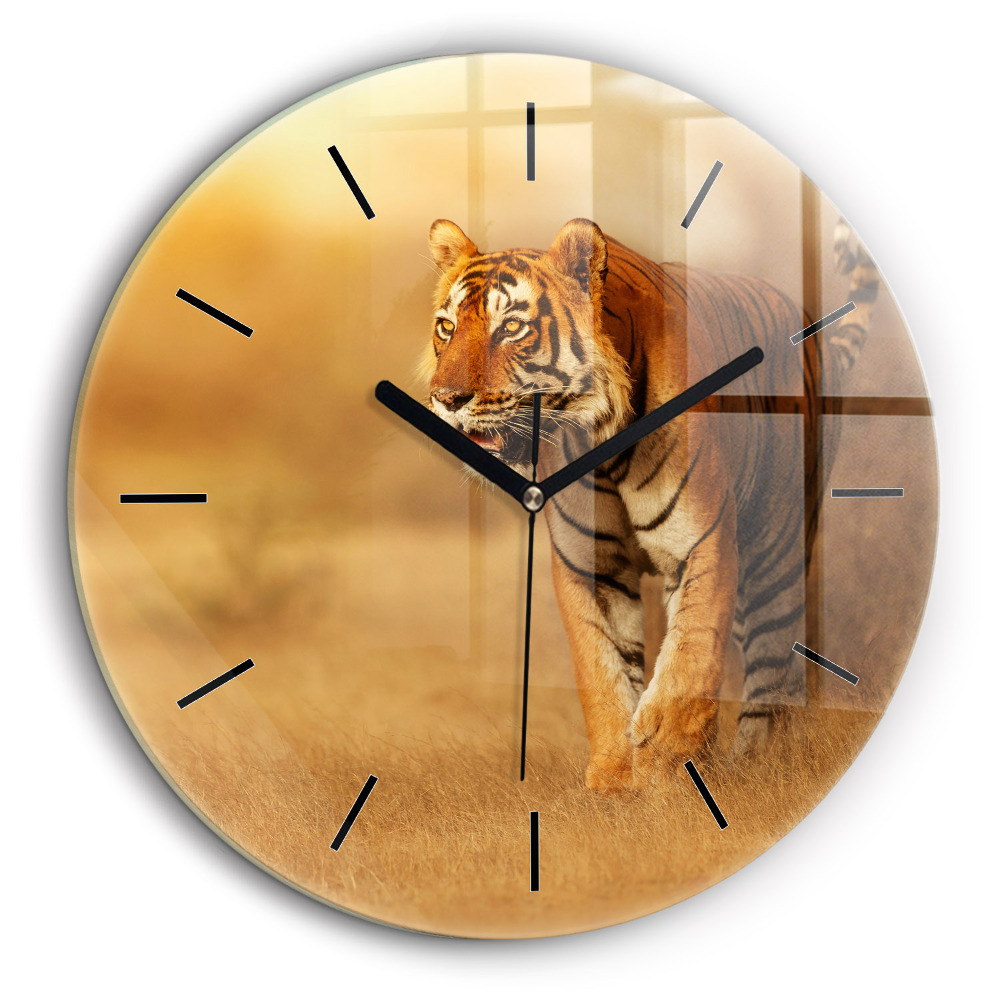 Pendule murale ronde 60 cm Chasse au tigre