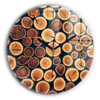 Horloge ronde en verre 60 cm Bois