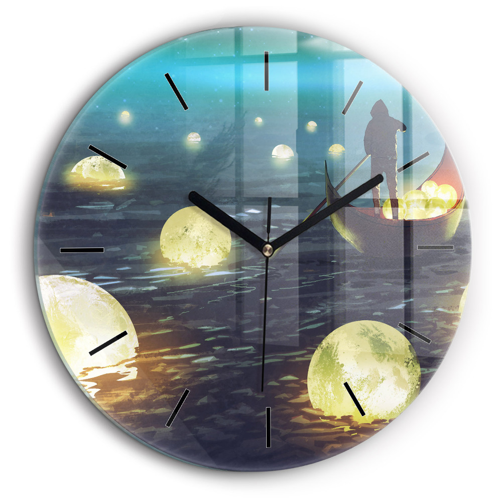 Horloge ronde en verre 60 cm Abstraction