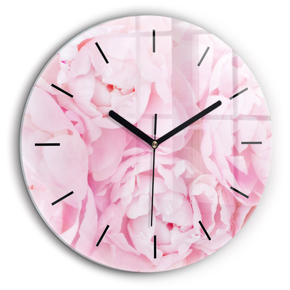 Horloge ronde en verre 60 cm Fleurs en fleurs