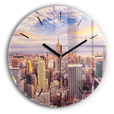 Pendule murale ronde 60 cm Coucher de soleil à New York