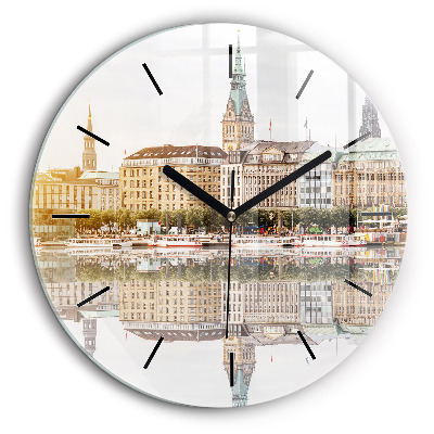 Horloge ronde murale 60 cm Fleuve Hambourg Allemagne