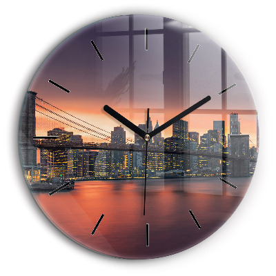 Horloge ronde en verre 60 cm New York East River
