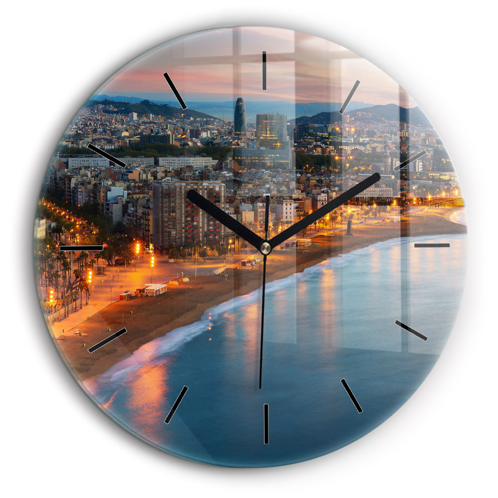 Horloge ronde murale 60 cm Plage de Barcelone