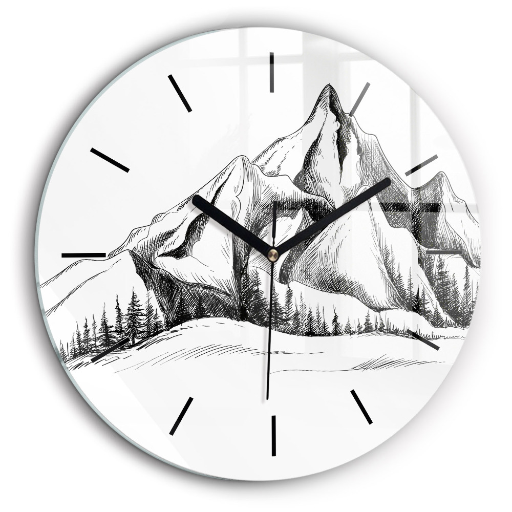 Horloge ronde 60 cm Montagnes dessinées