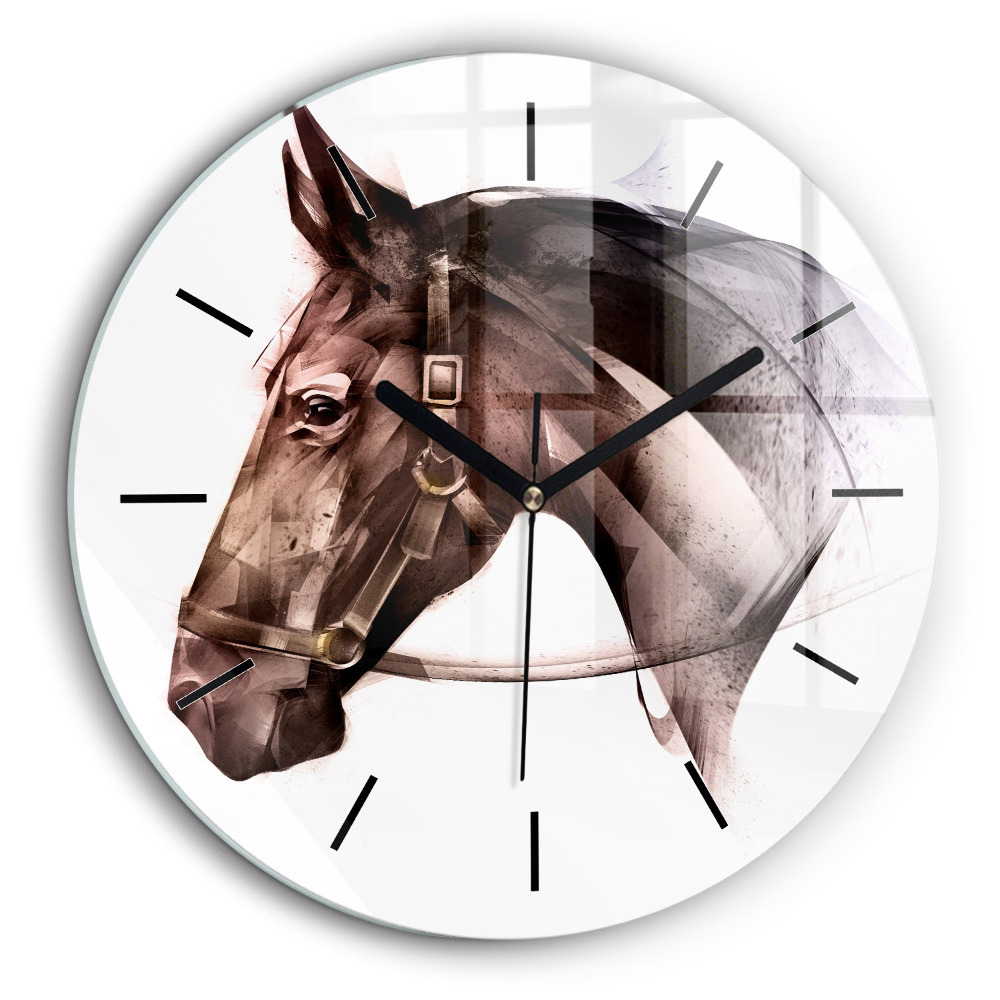 Horloge ronde 60 cm Profil peint d'un cheval