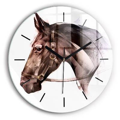 Horloge ronde 60 cm Profil peint d'un cheval