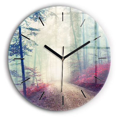 Horloge ronde 60 cm Route d'automne Brouillard forestier
