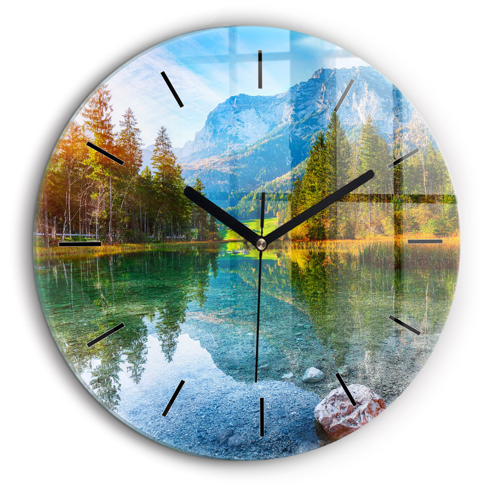 Horloge ronde 60 cm Rivière montagnes Paysage