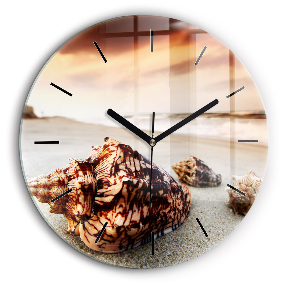Pendule murale ronde 60 cm Coquillage sur la plage