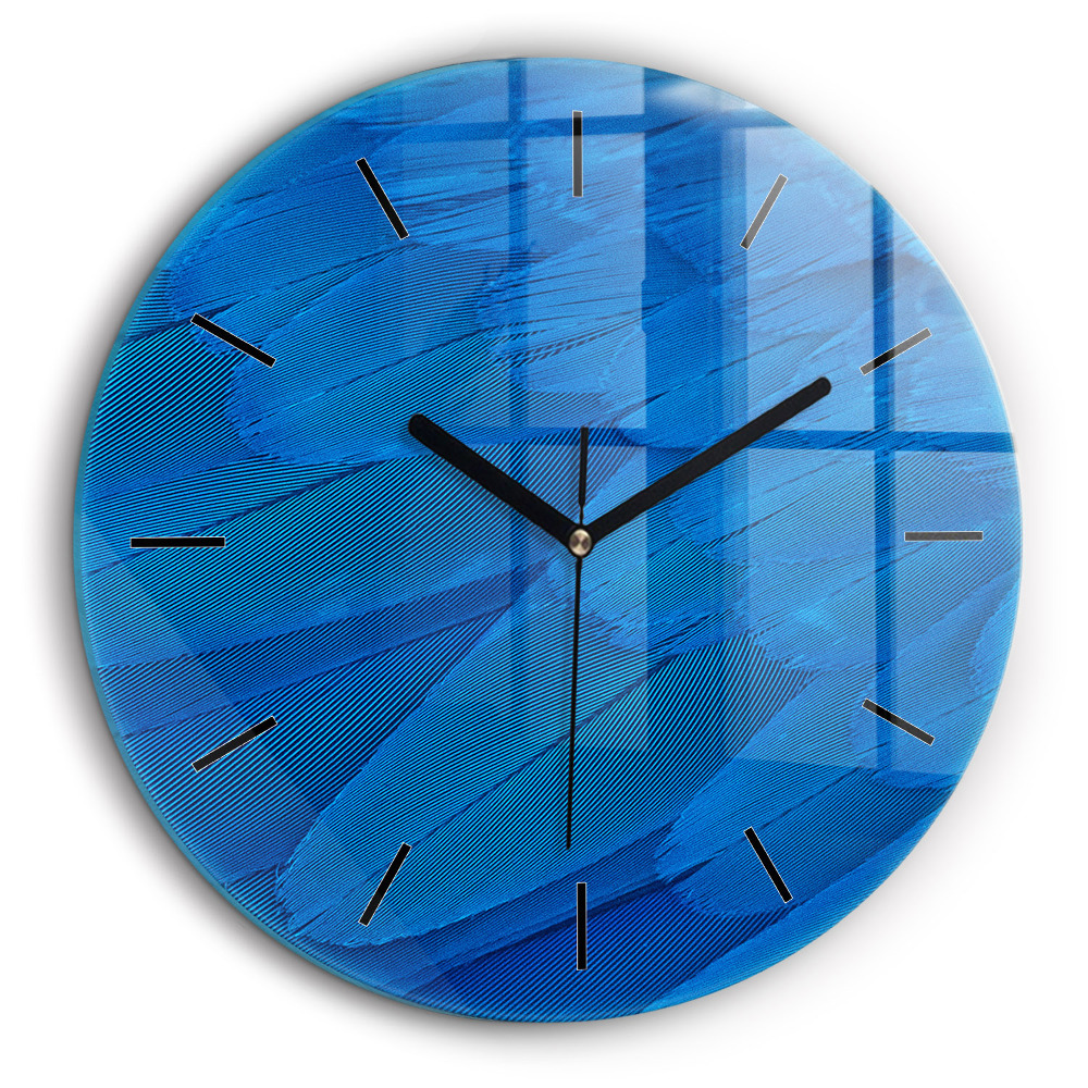 Horloge ronde en verre 60 cm Plume d'oiseau