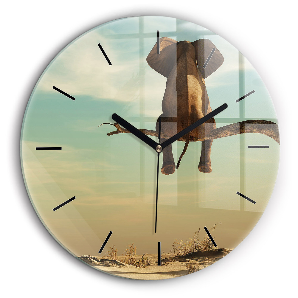 Horloge ronde 60 cm Éléphant dans un arbre