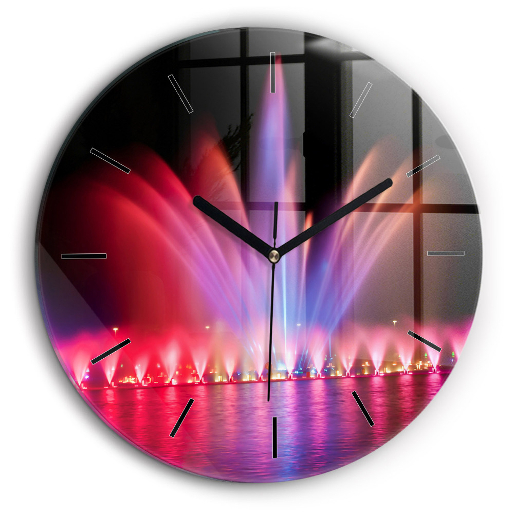 Pendule murale ronde 60 cm Fontaine de Wrocław la nuit